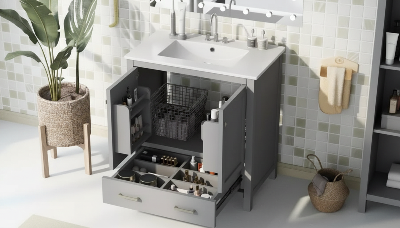 30-Inch Bathroom Vanity: Drawers, Ceramic Sink & Storage