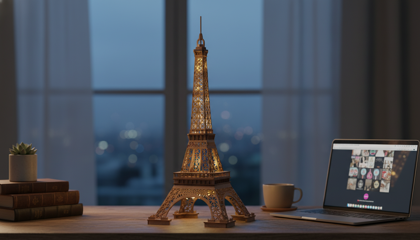3D Wooden Eiffel Tower Puzzle with Lights: Build & Glow