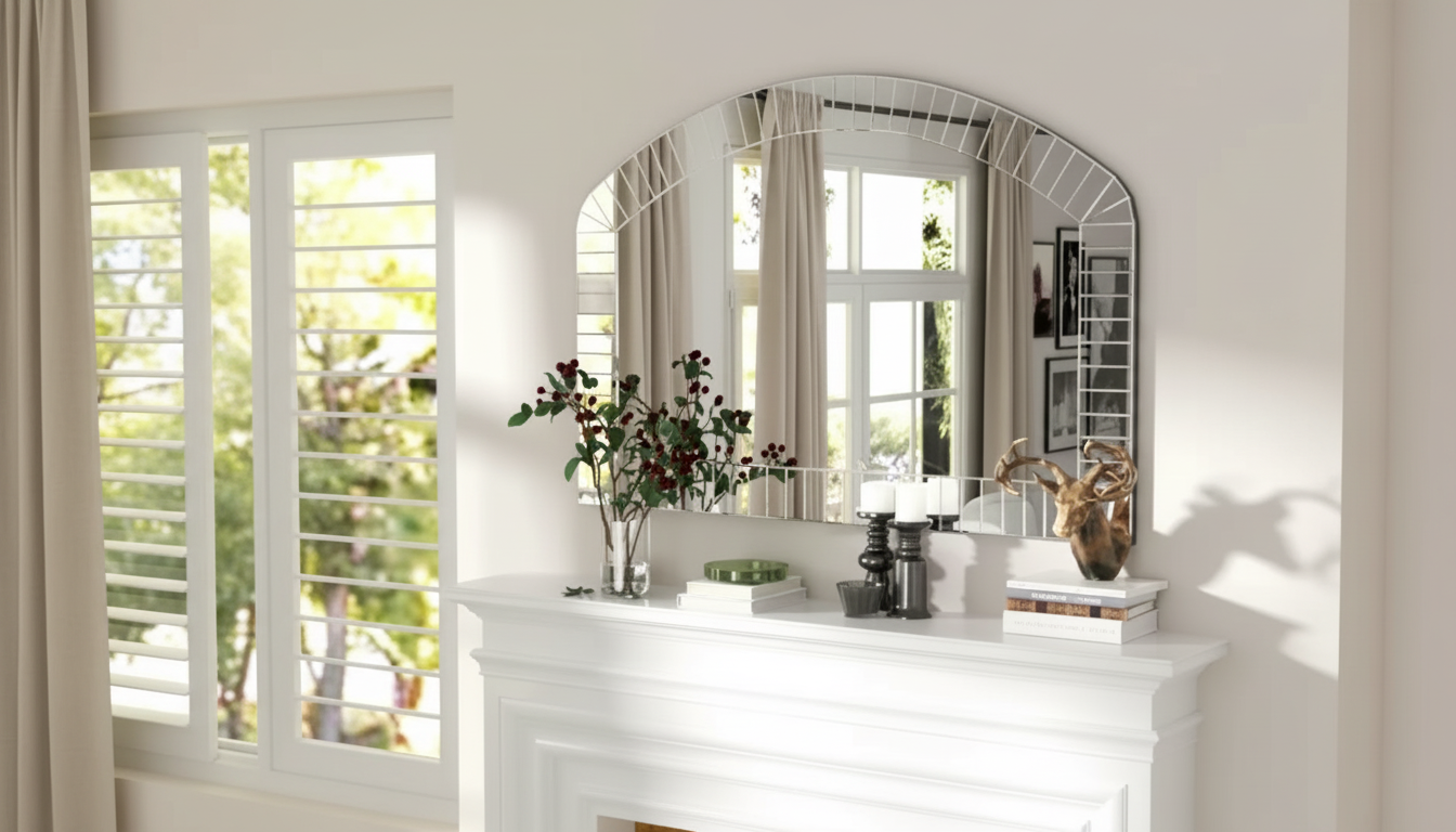 40×28 Arched Wall Mirror: Brighten Living Room & Bedroom