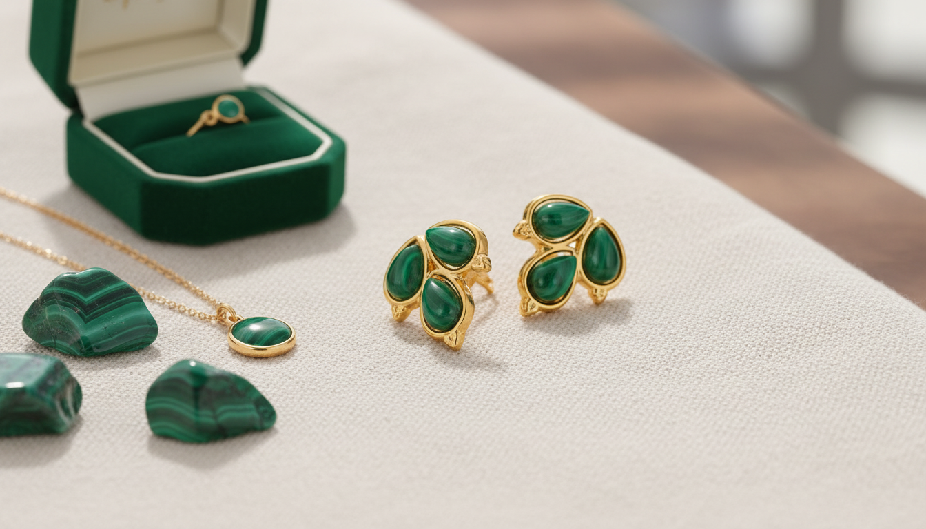 Green Stone Stainless Steel Hoop Earrings: Daily Shine