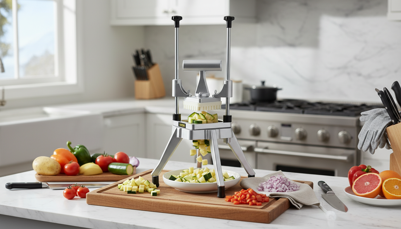 Stainless Manual Dicer: Fast 3/8 & 1/4 Inch Cubes