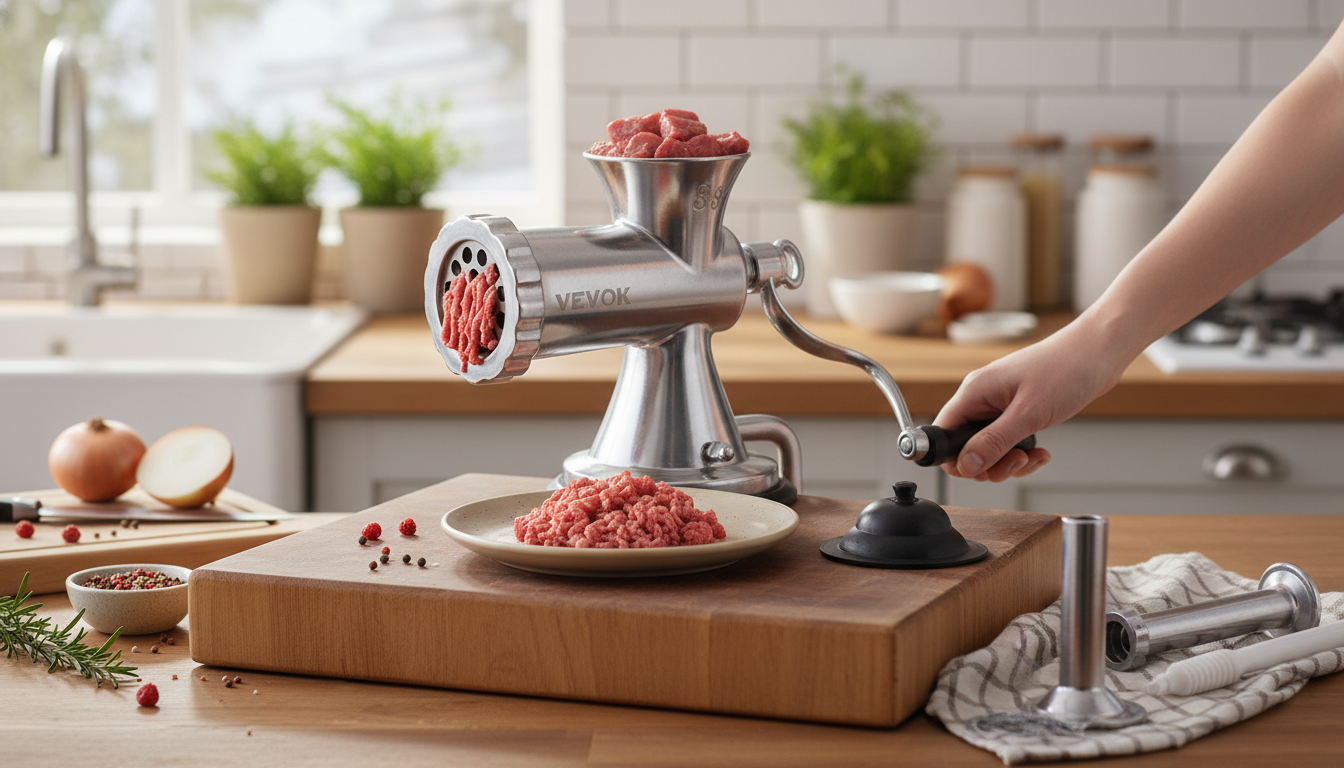 Stainless Manual Meat Grinder: Suction Base & Clamp