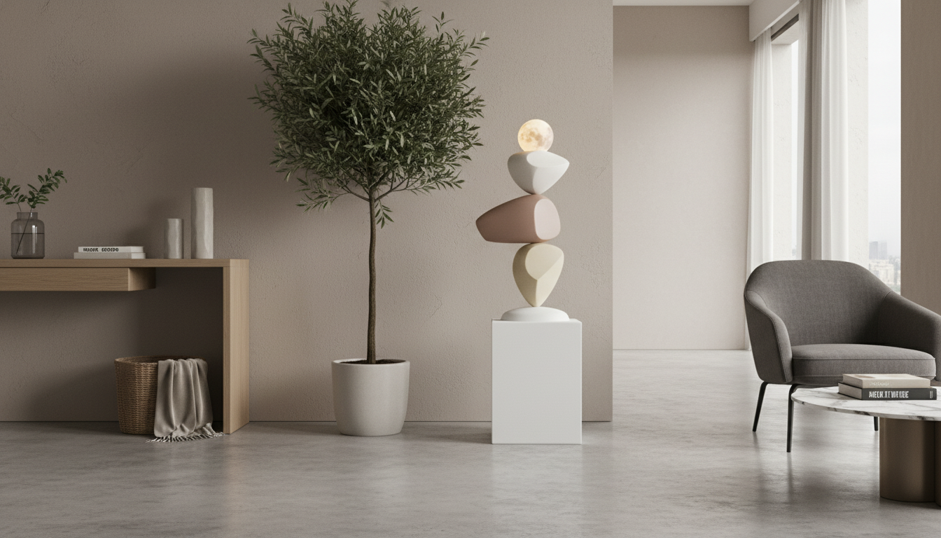 Stone Floor Sculptures: Entryway & Living Room Styling