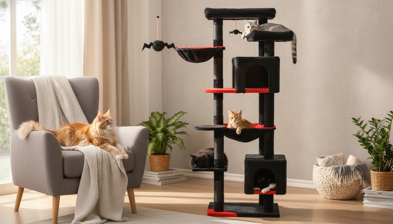 Best Tall Cat Tree for Large Indoor Cats (Hammock + Condo)