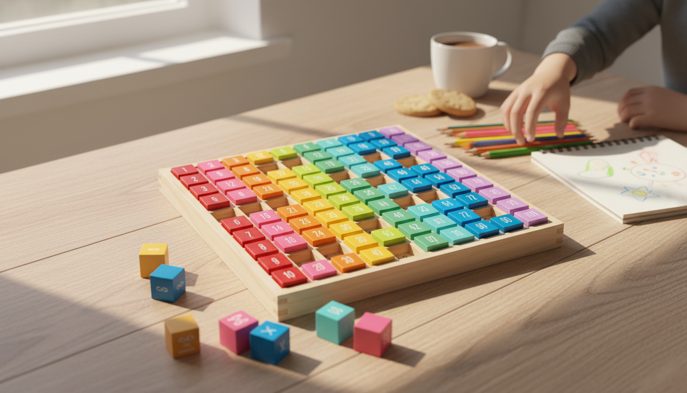 Wooden Multiplication Board for Kids: 5–10 Min Routines
