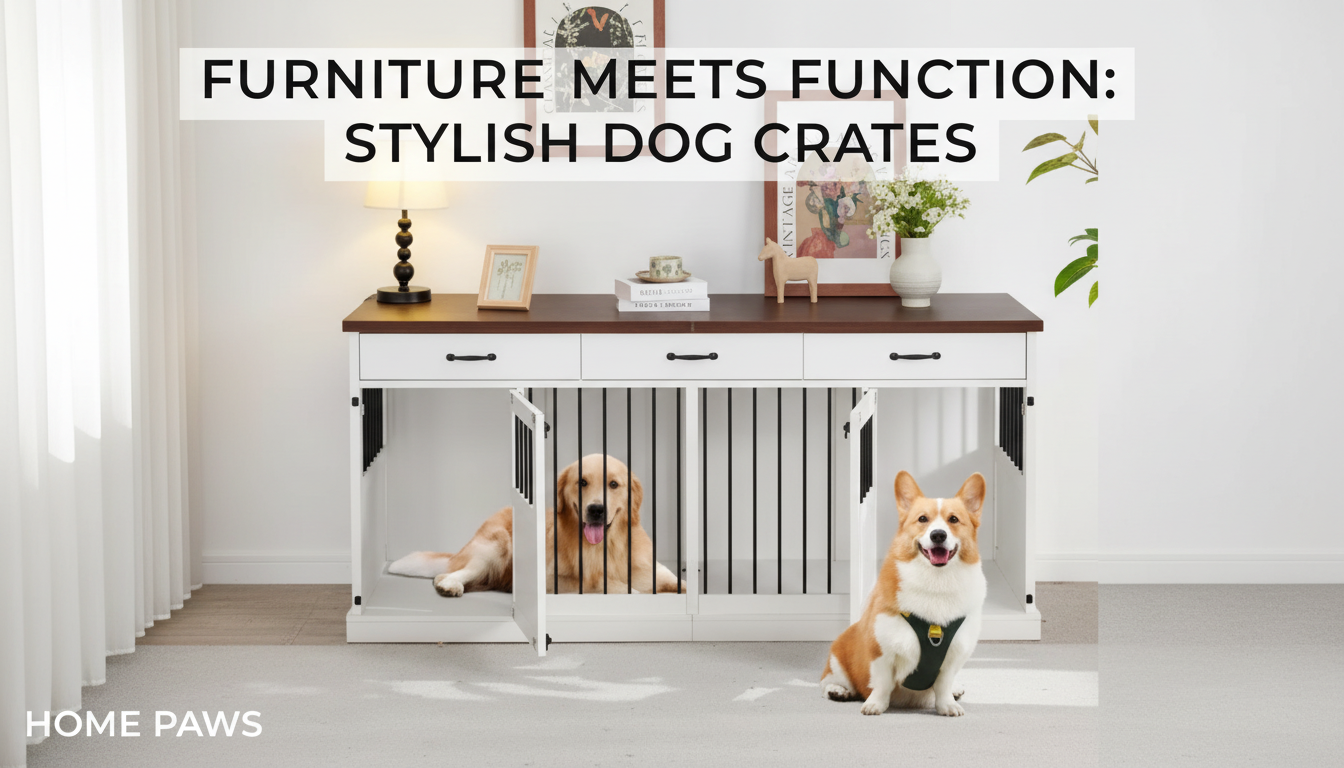 70.9in Dual Wooden Dog Crate Console with Drawers