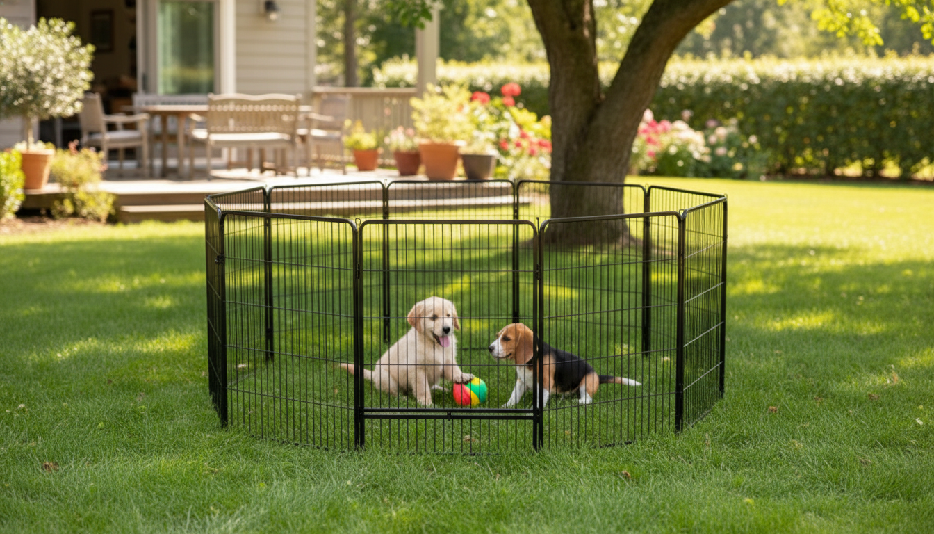 8-Panel Dog Playpen With Door for Indoor & Yard Use