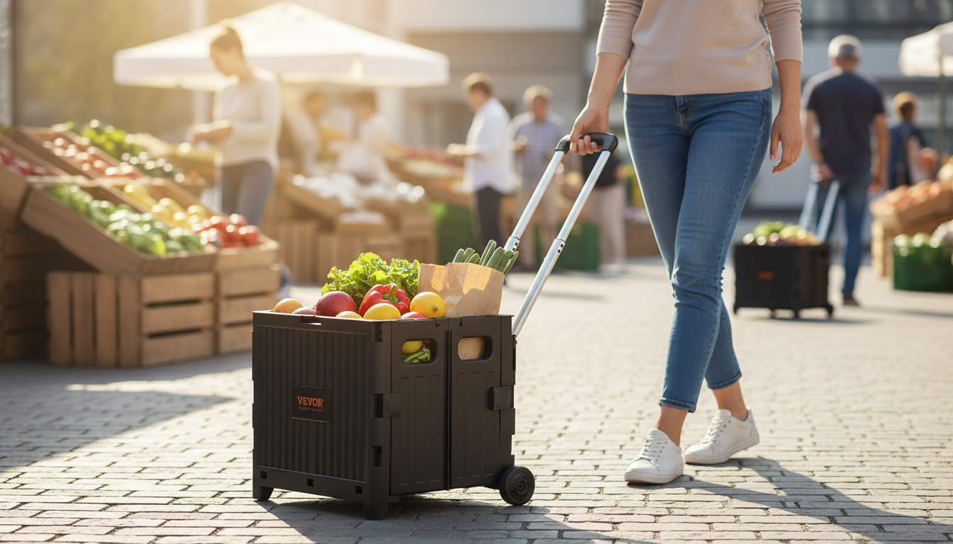 Easy-Store Foldable Utility Cart with Telescopic Handle