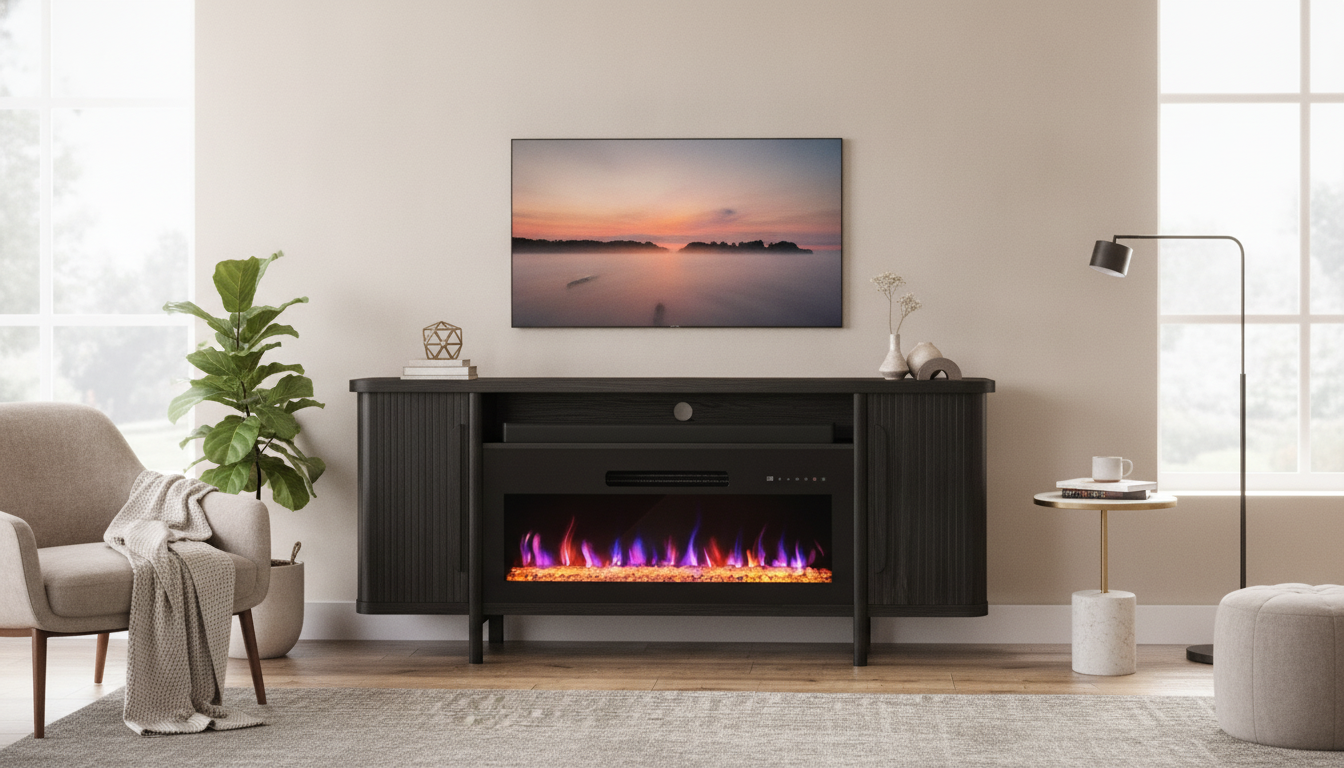 66-Inch TV Stand with Electric Fireplace: Fit & Setup