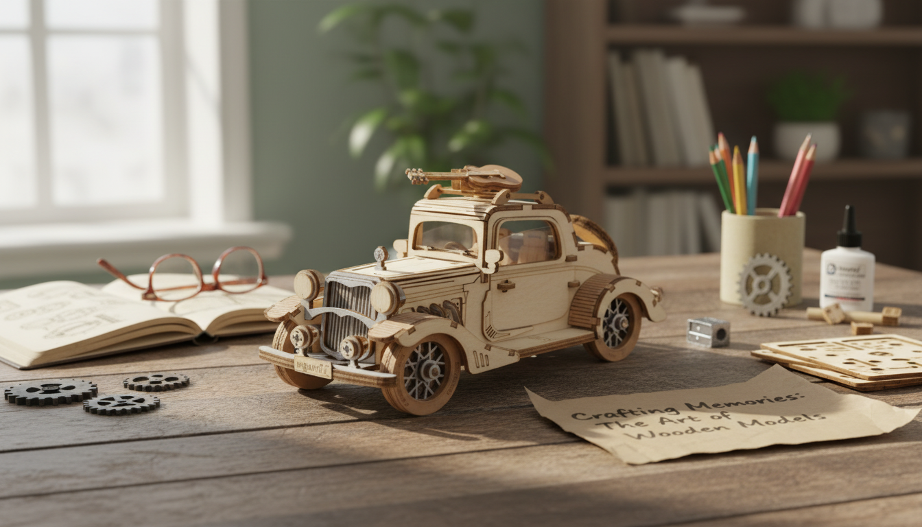 Vintage Car 3D Wooden Puzzle Kit: Easy Build, Nice Display